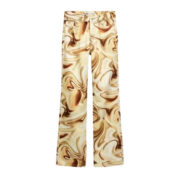 ★ Zara Mid Rise Marble Printed Jeans ★ - Picture 1 of 8
